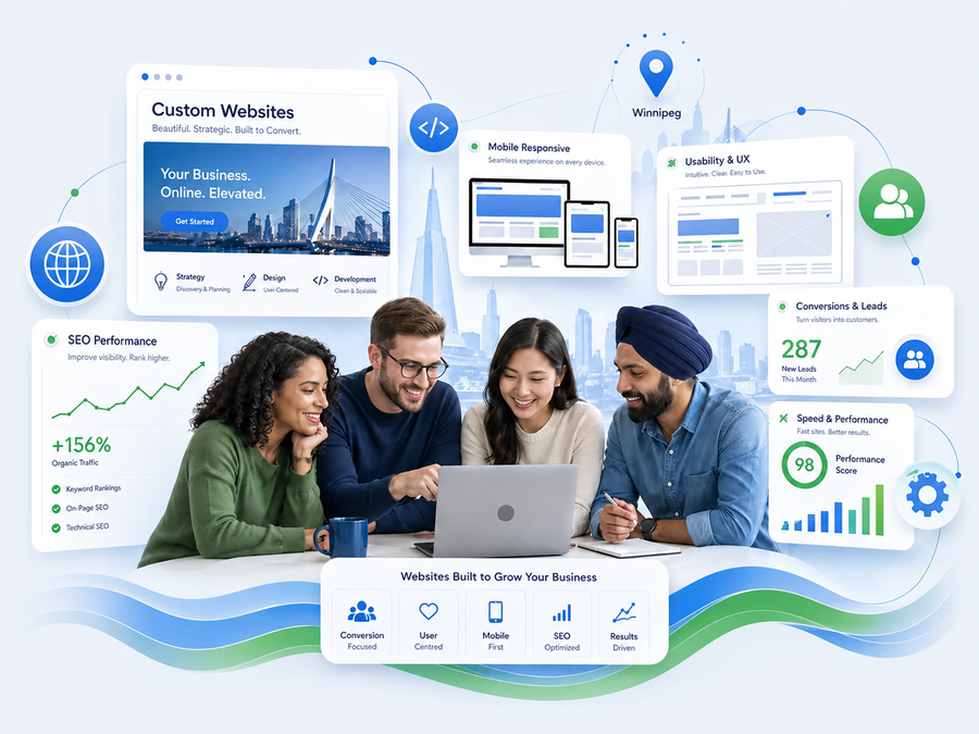 Conceptual interface illustration for conversion focused web design.