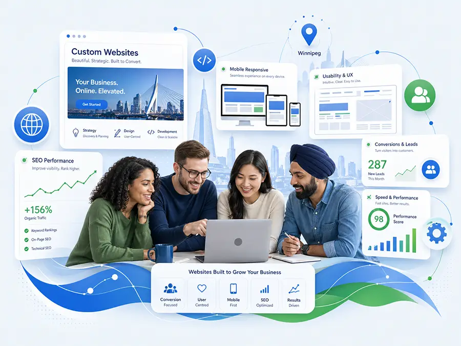 Conceptual interface illustration for conversion focused web design.