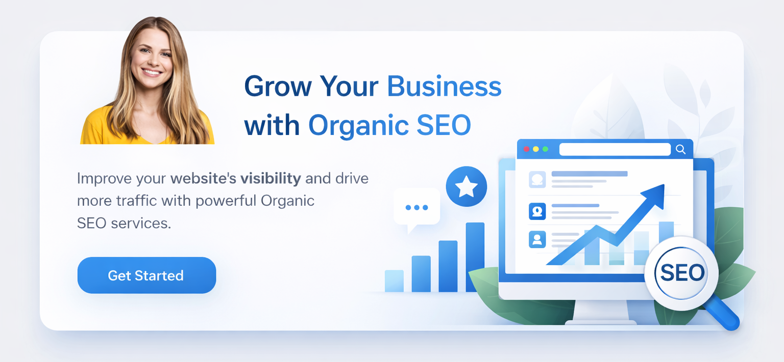 Image of a search form and a company representative examining a Google Business Profile.